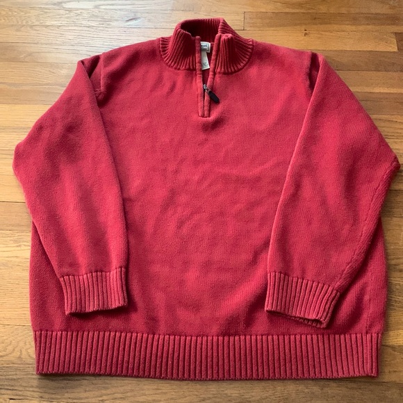 L.L. Bean Other - 🍎LL Bean red cotton 1/4 zip sweater. Size XXL-Regular.
